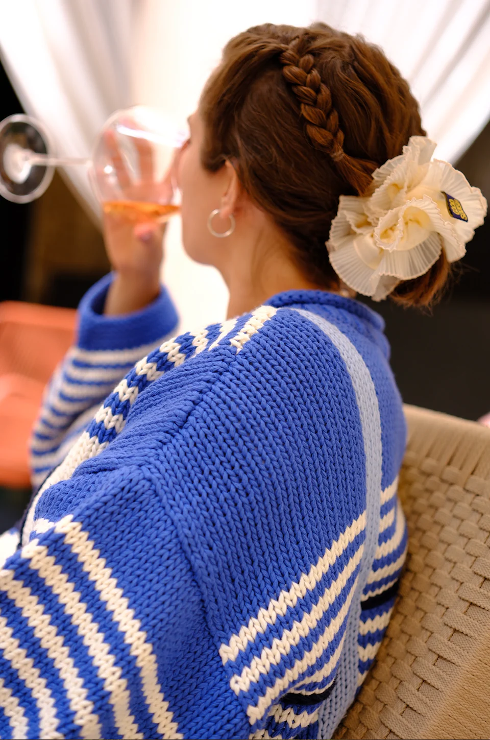 Checked Handknit Jumper - Blue - Image 5