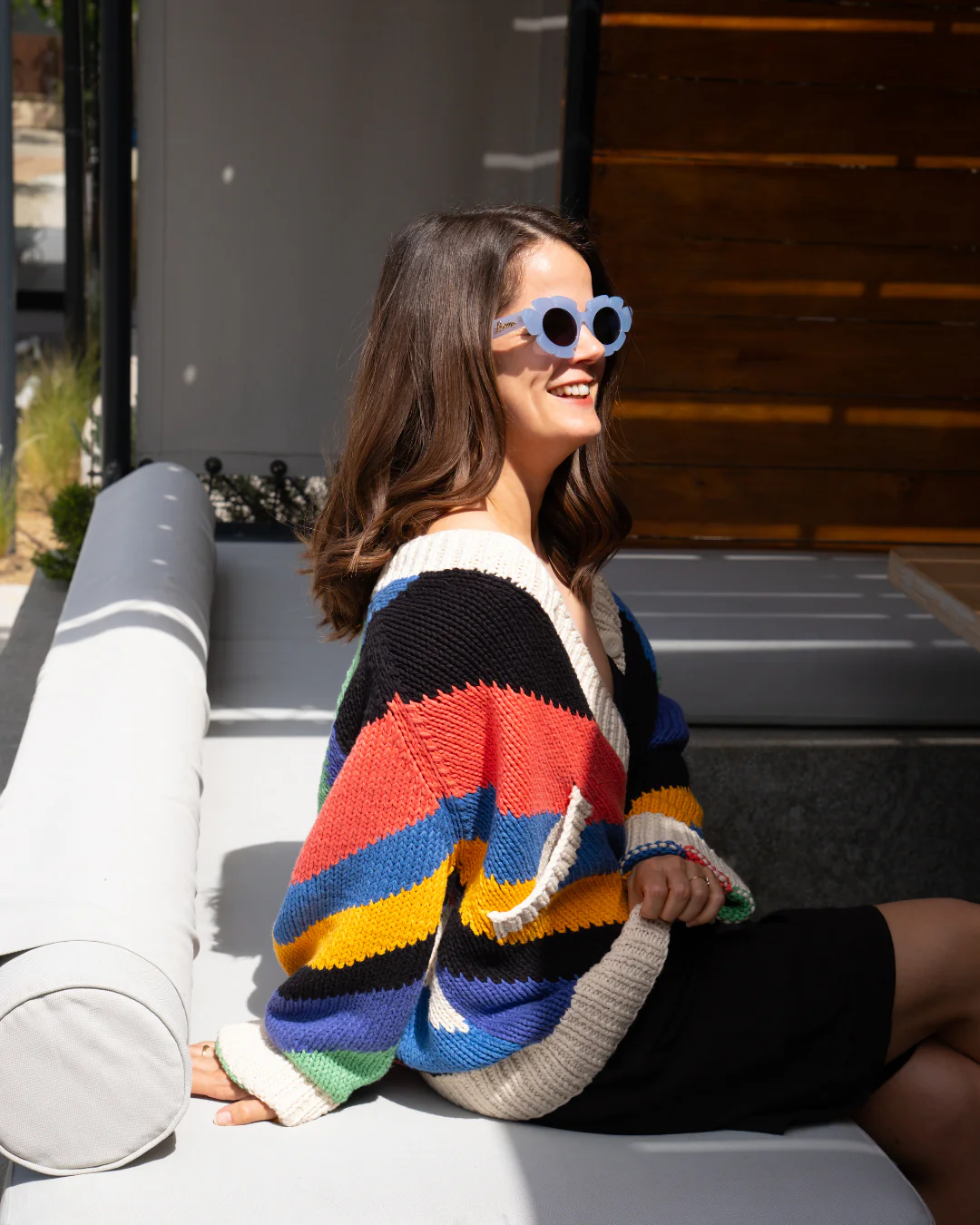 Diagonal Stripe Hand Knit Cardigan - Image 6