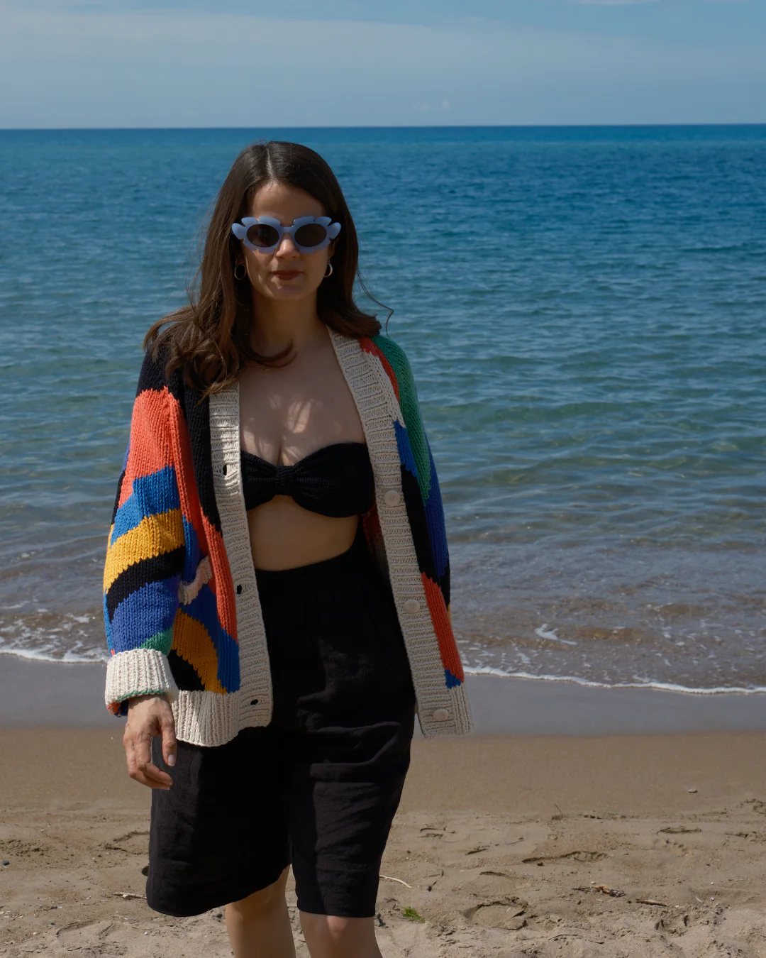 Diagonal Stripe Hand Knit Cardigan - Image 8