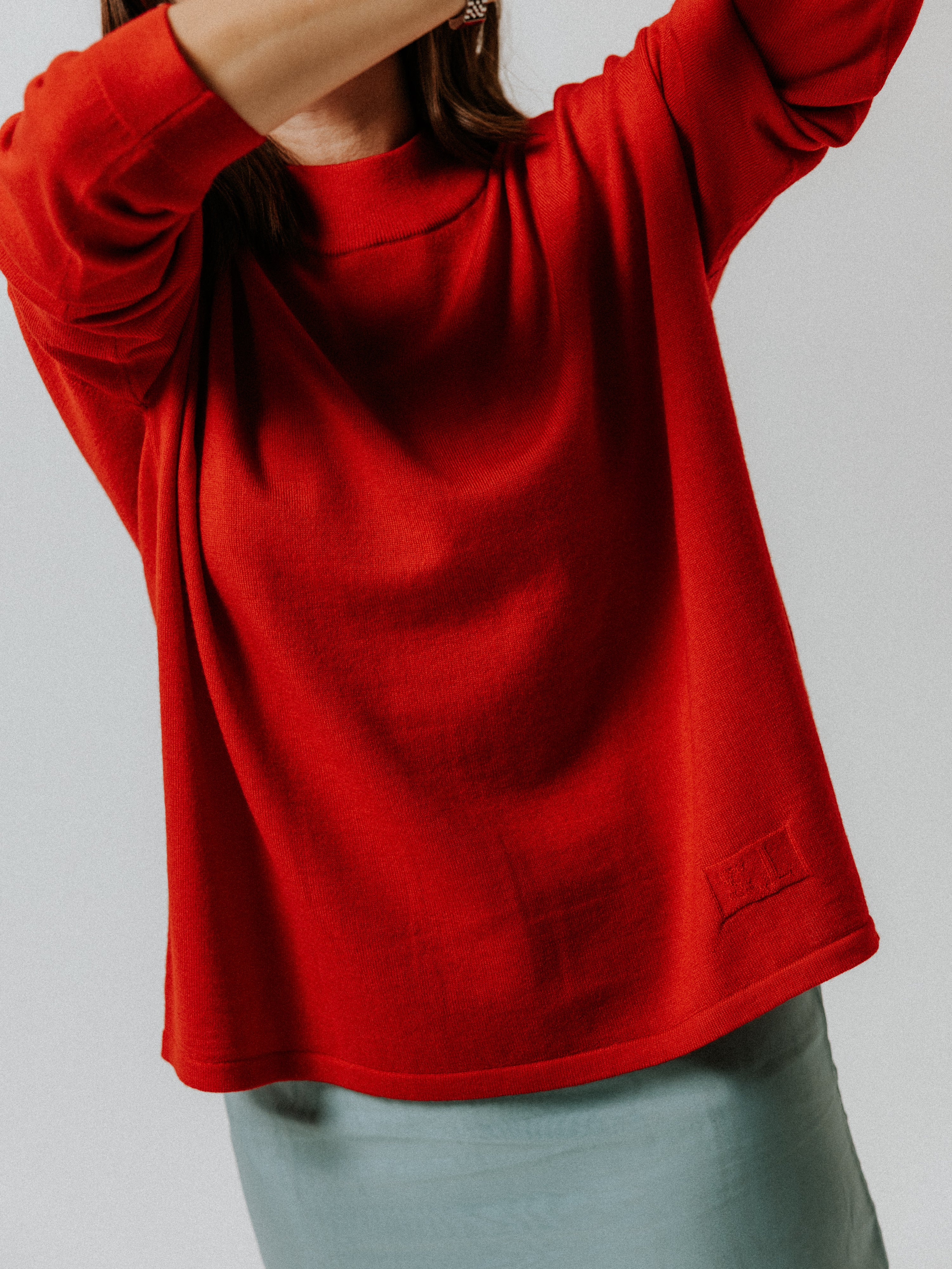 Extra Fine Merino Wool Turtle Neck Jumper - Picante Red - Image 3