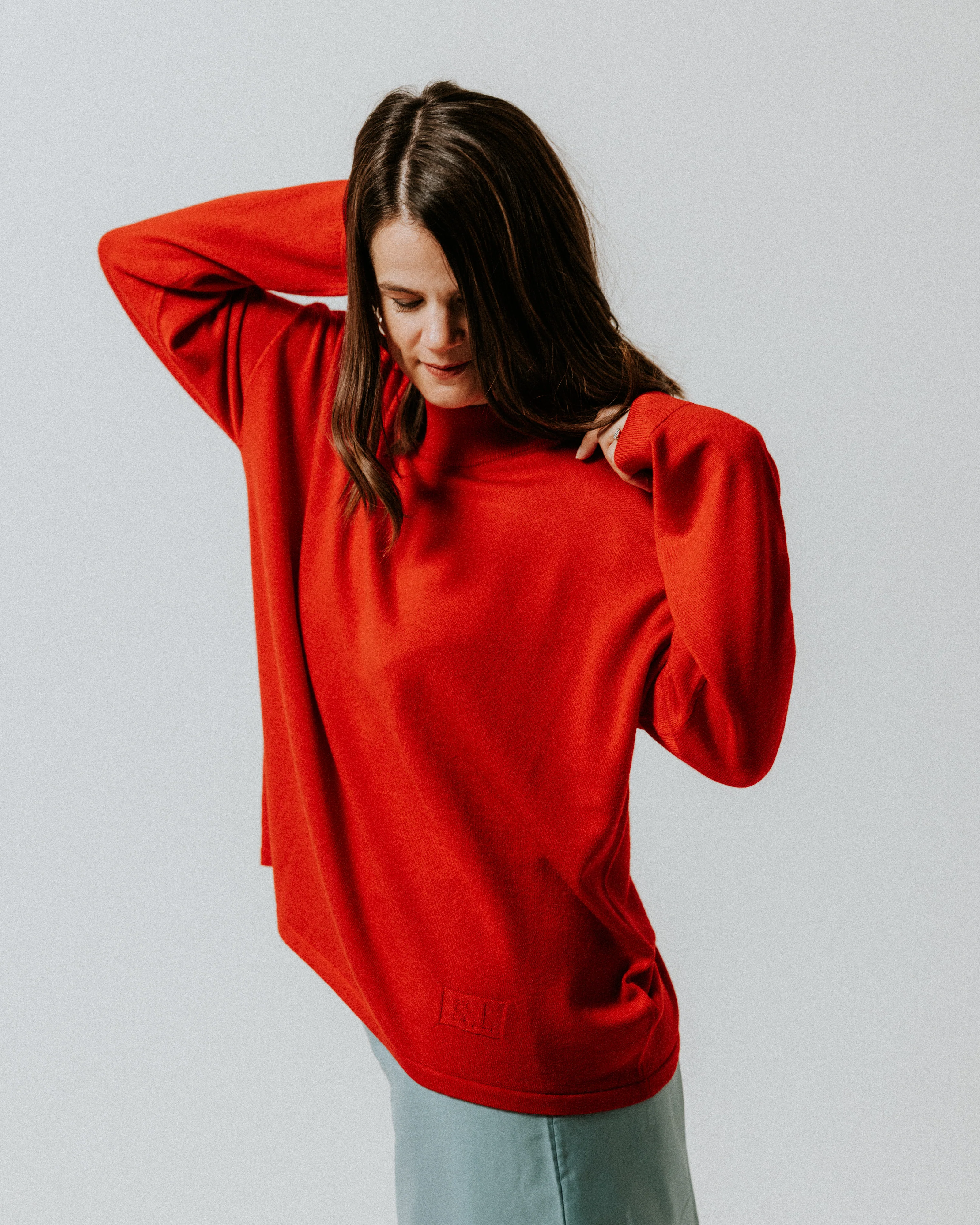 Extra Fine Merino Wool Turtle Neck Jumper - Picante Red - Image 5