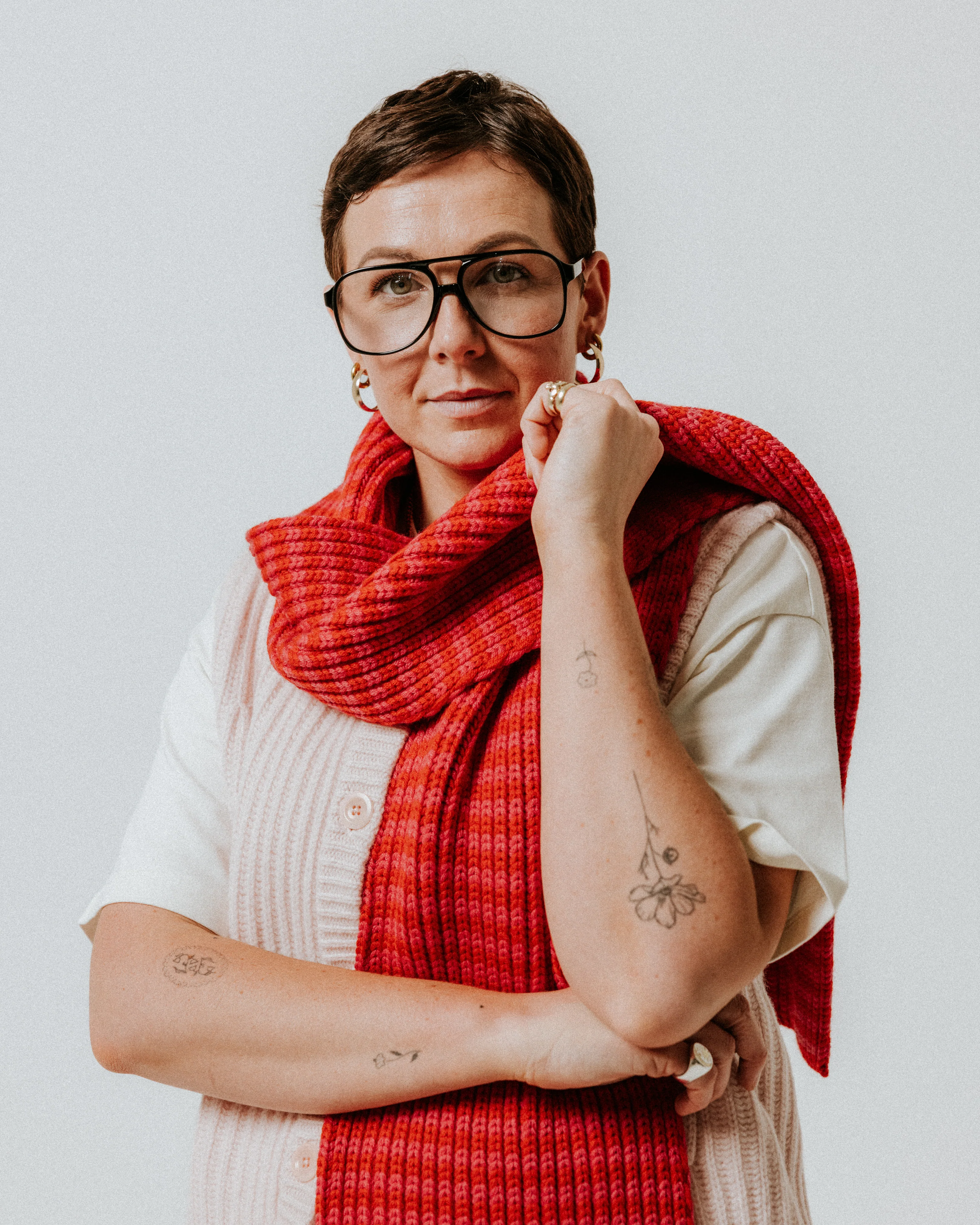 Fisherman Stripe Wool Scarf - Pink & Red - Image 3