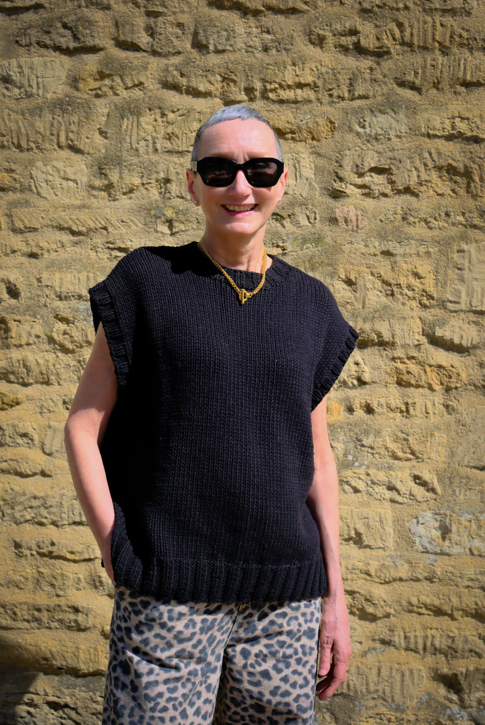 Plain Hand Knit Tank - Black - Image 5