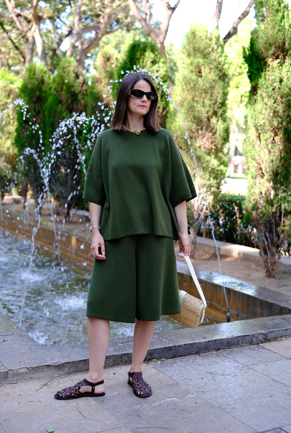Knitted Shorts- Olive Green - Image 5