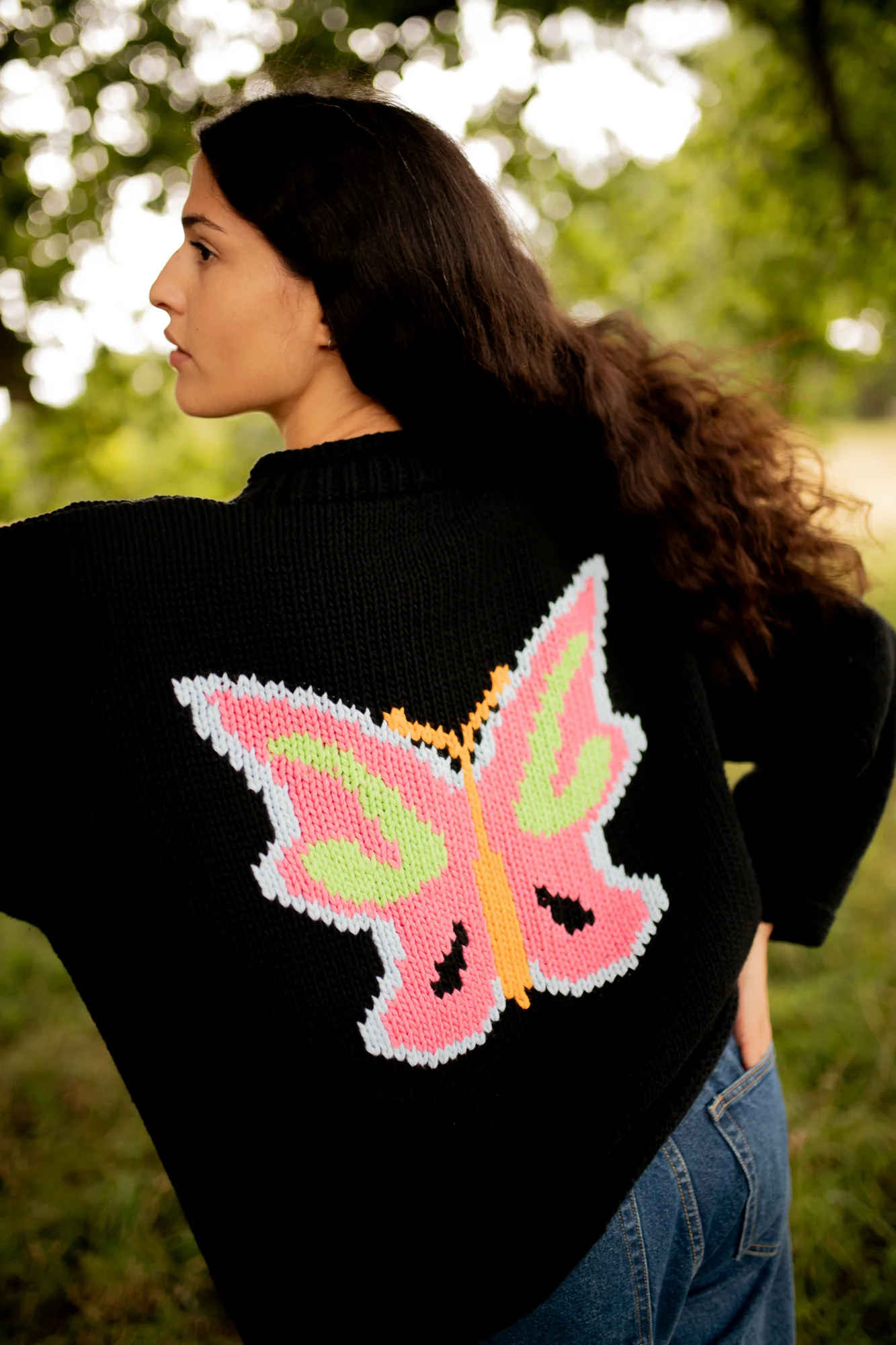Neon Butterfly Hand Knit Jumper - Image 3