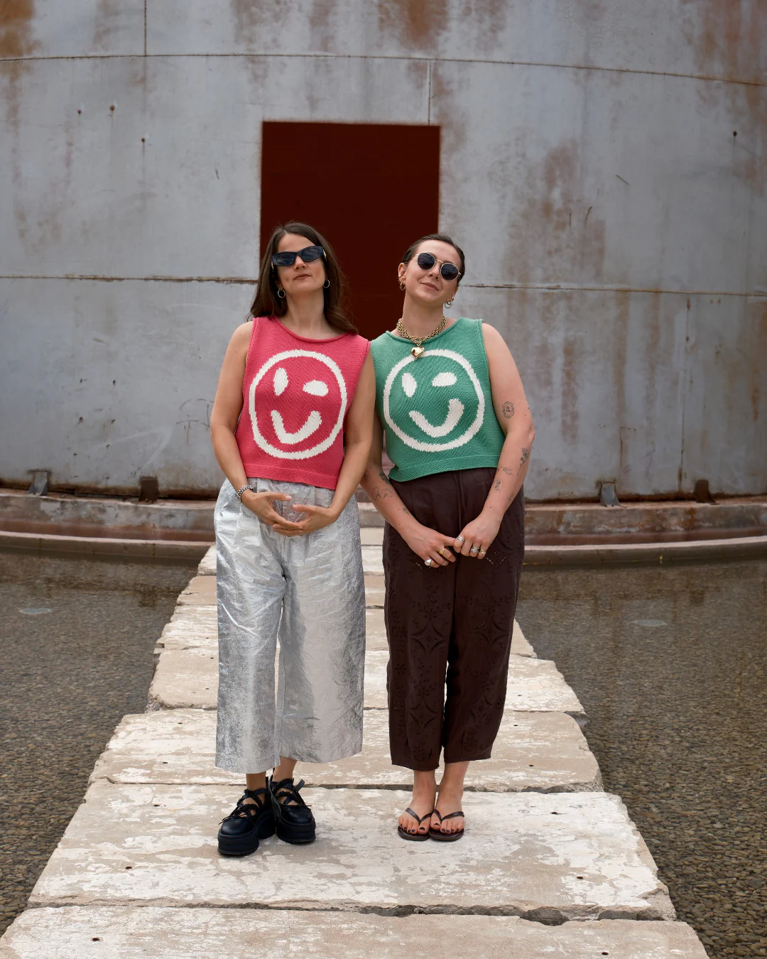 Old Skool Cotton Tank Top - Green & Panna Cotta - Image 6