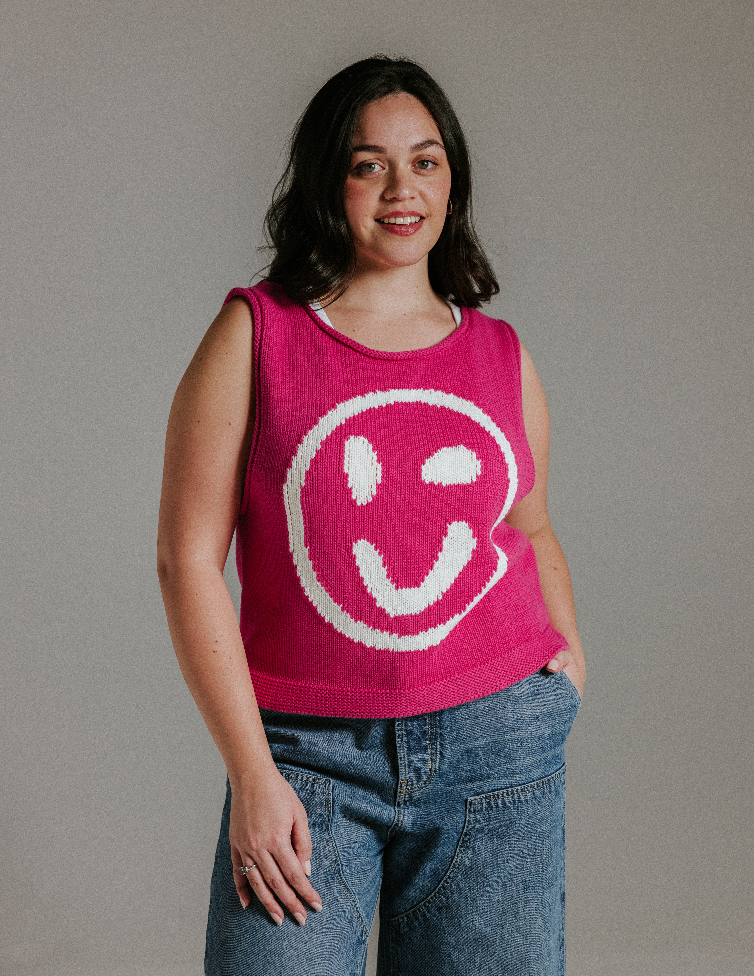 Old Skool Cotton Tank Top - Pink & Panna Cotta - Image 11