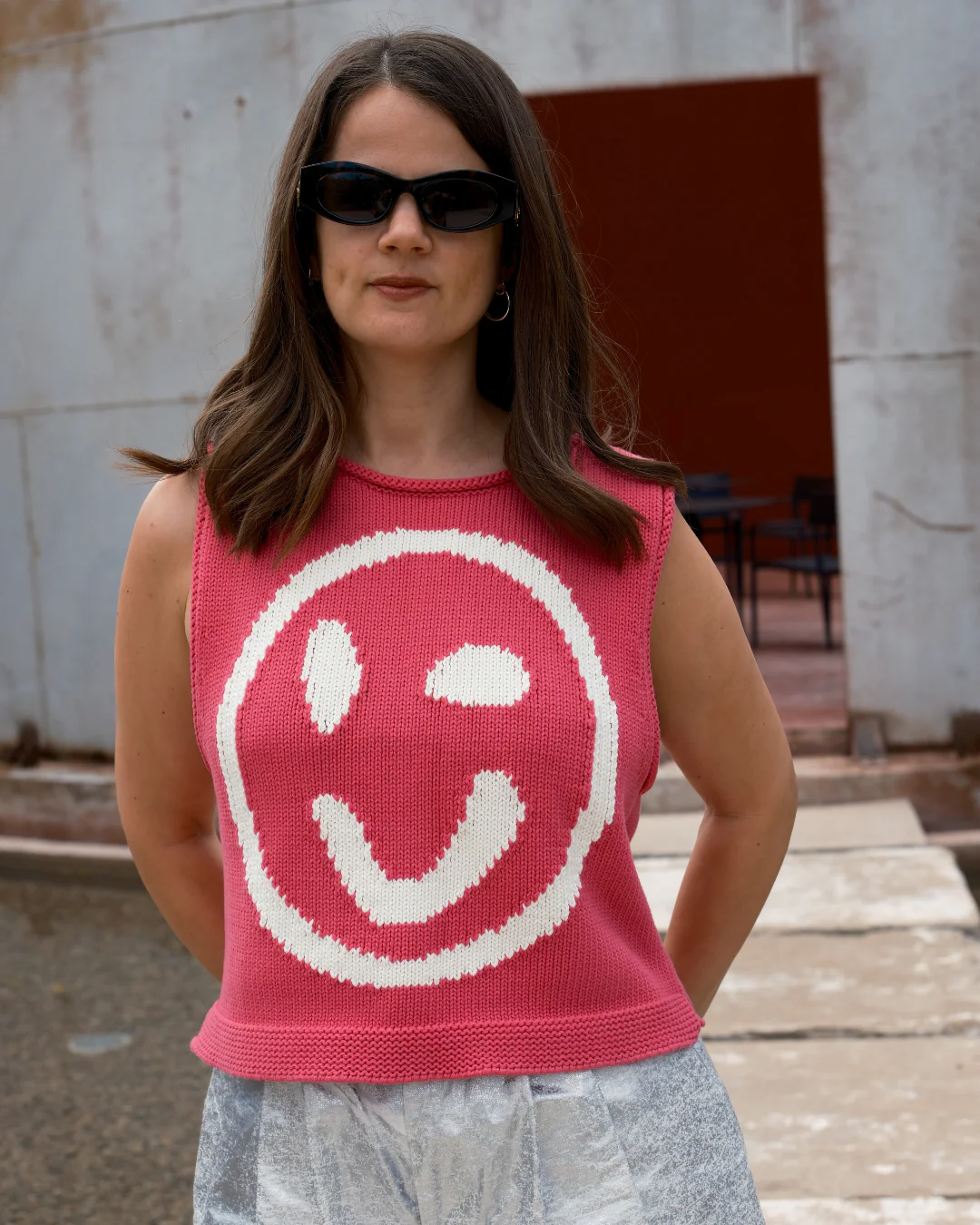 Old Skool Cotton Tank Top - Pink & Panna Cotta - Image 3