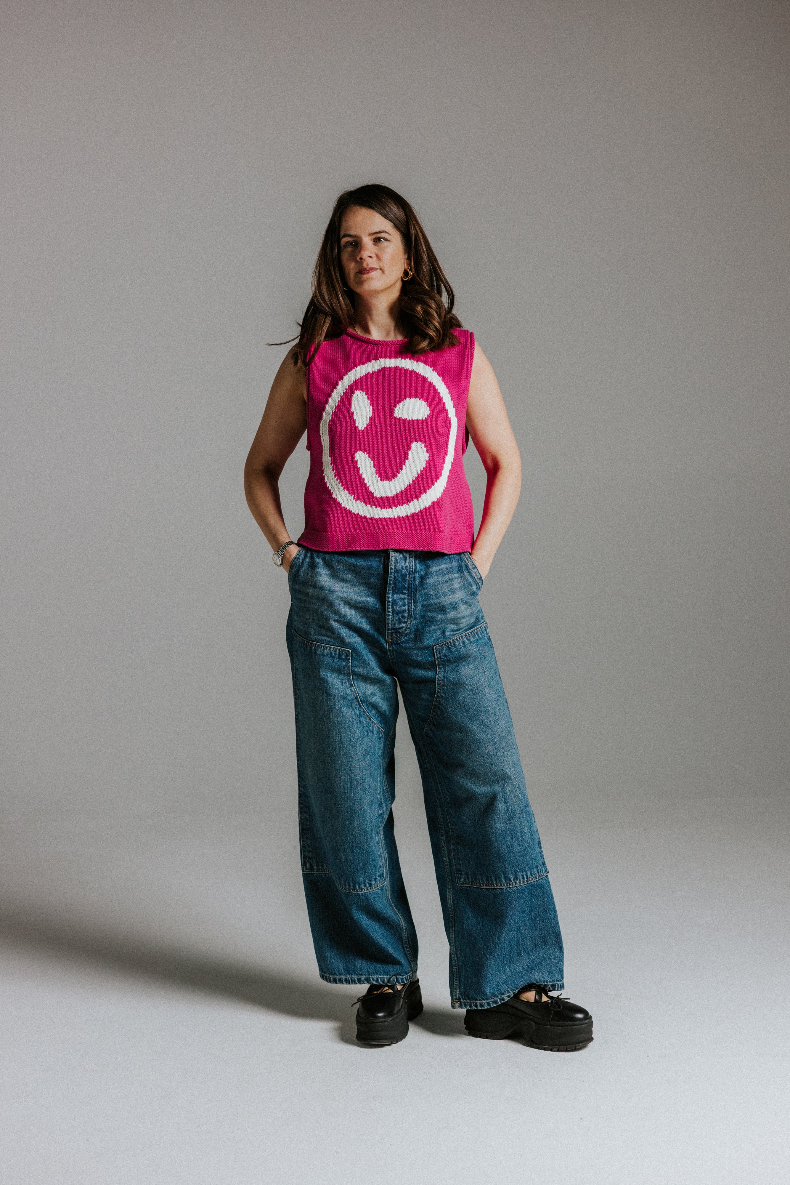Old Skool Cotton Tank Top - Pink & Panna Cotta - Image 4