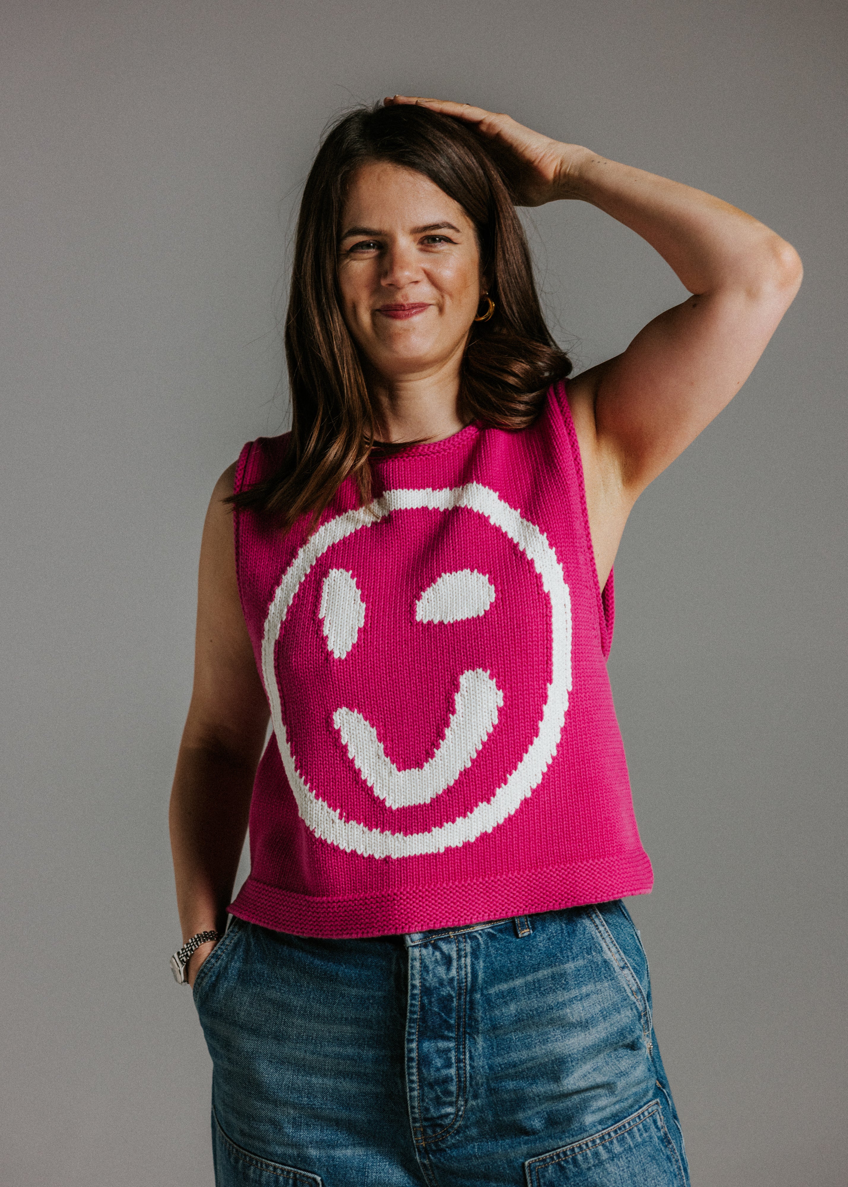 Old Skool Cotton Tank Top - Pink & Panna Cotta - Image 6