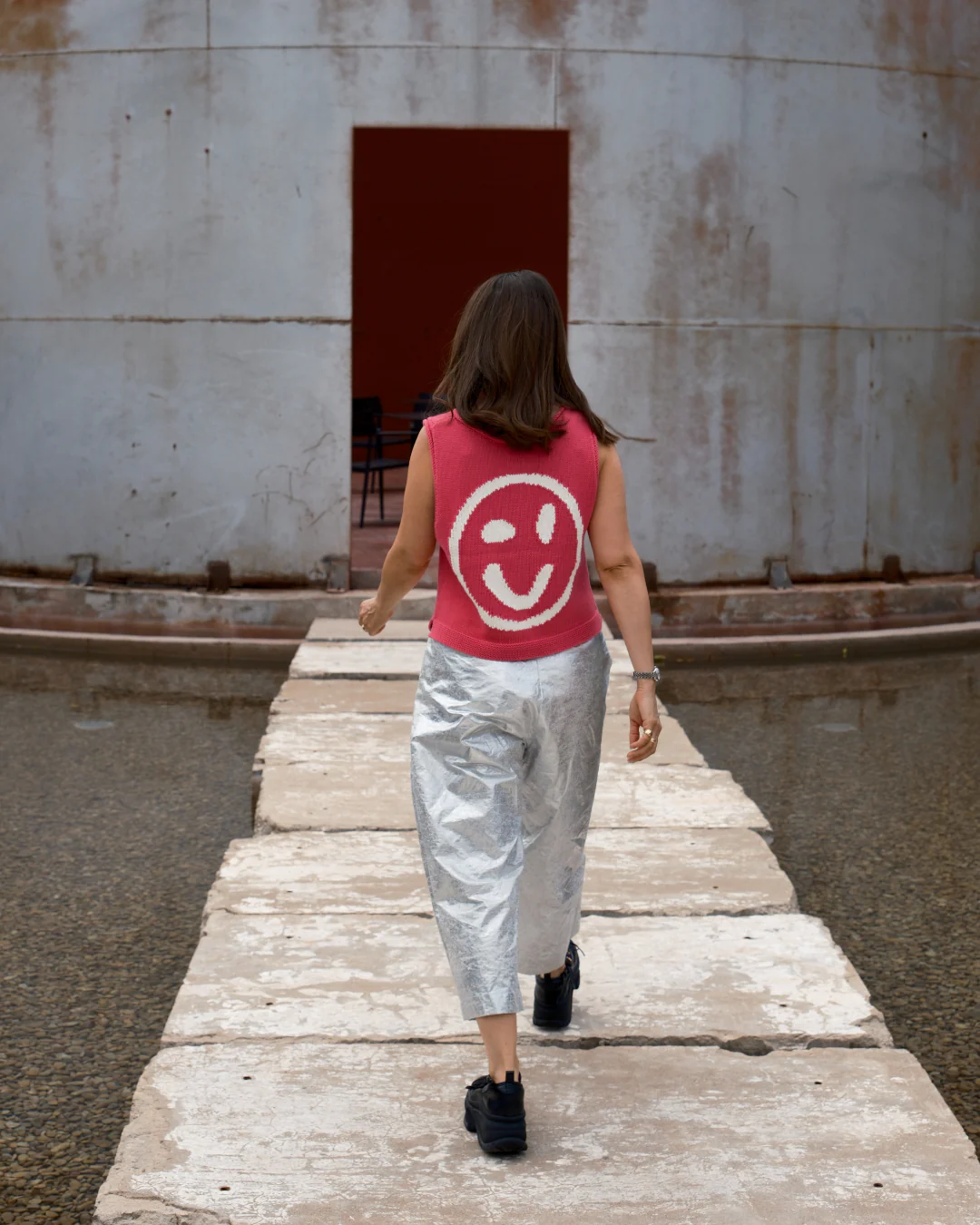 Old Skool Cotton Tank Top - Pink & Panna Cotta - Image 7