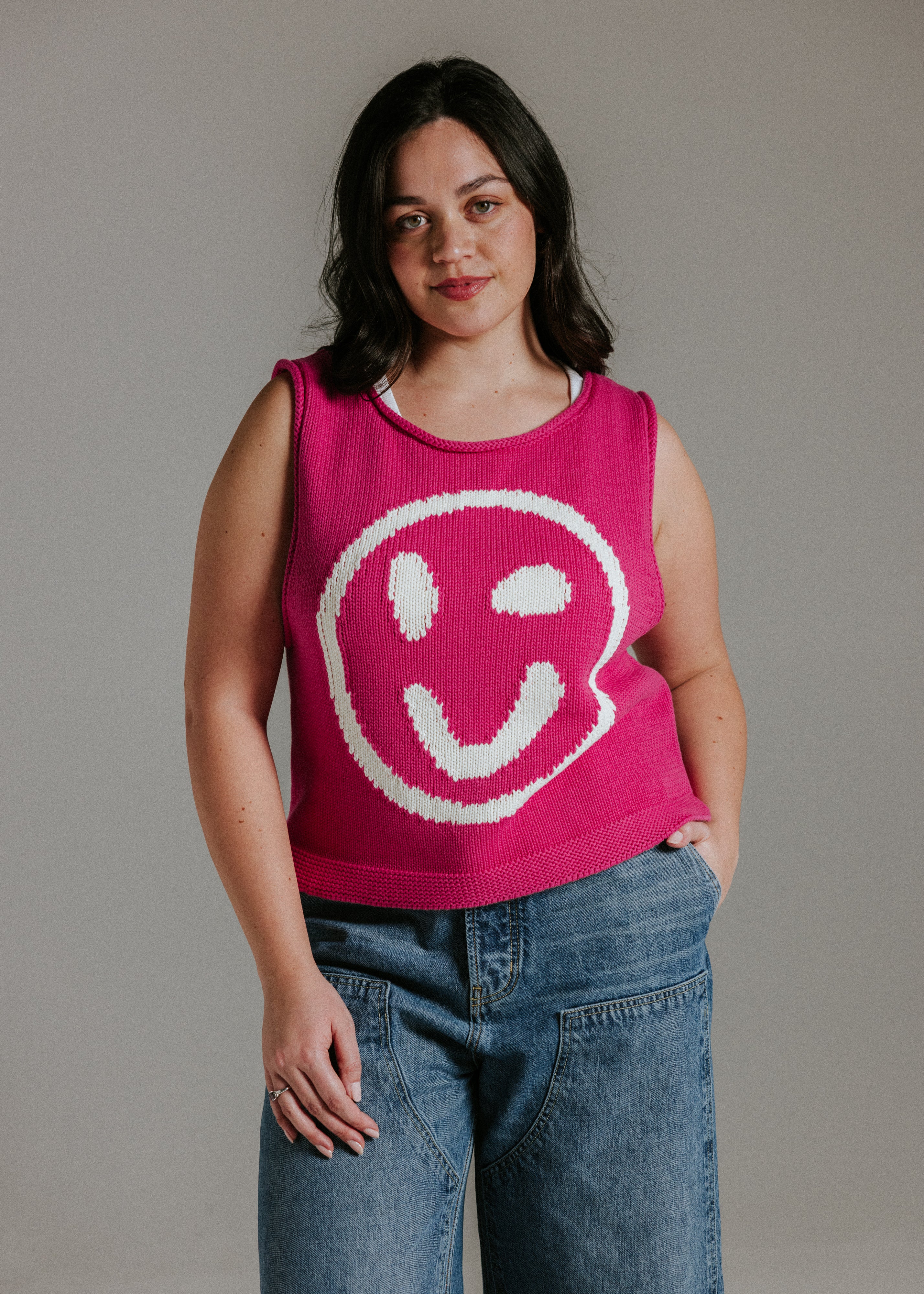 Old Skool Cotton Tank Top - Pink & Panna Cotta - Image 8