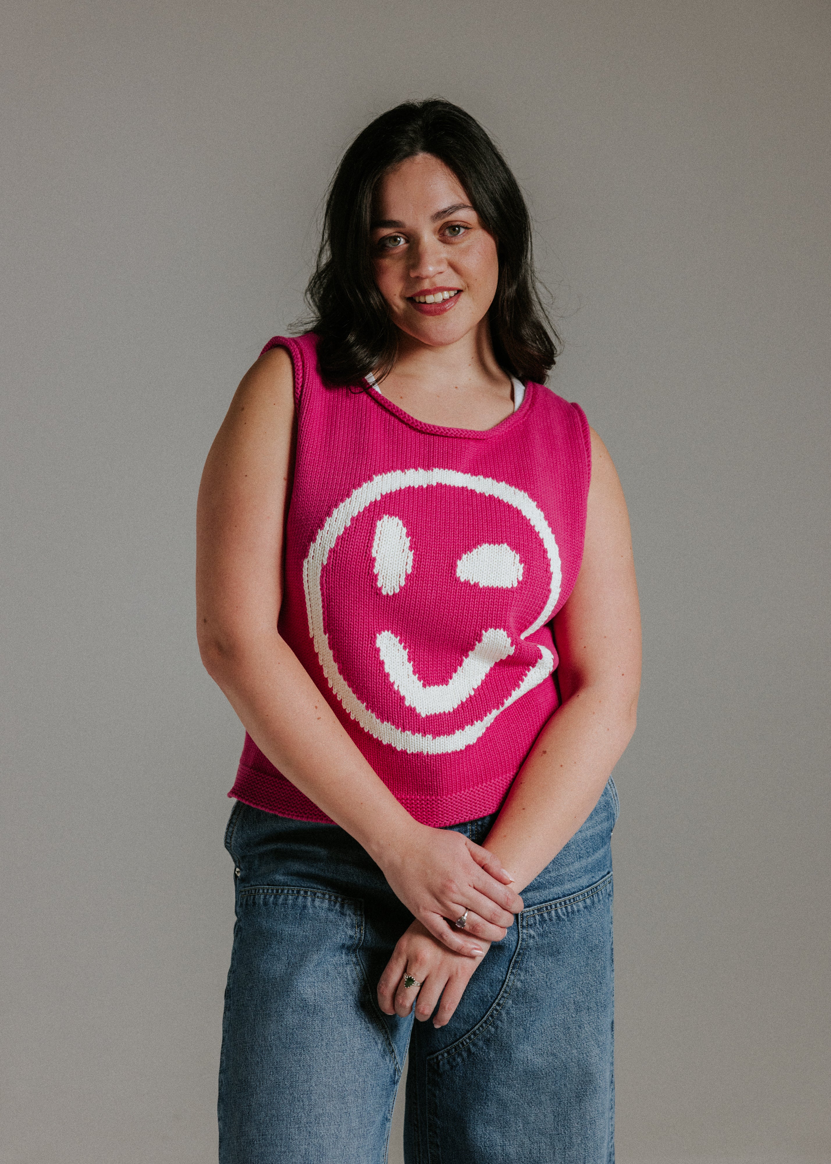 Old Skool Cotton Tank Top - Pink & Panna Cotta - Image 9