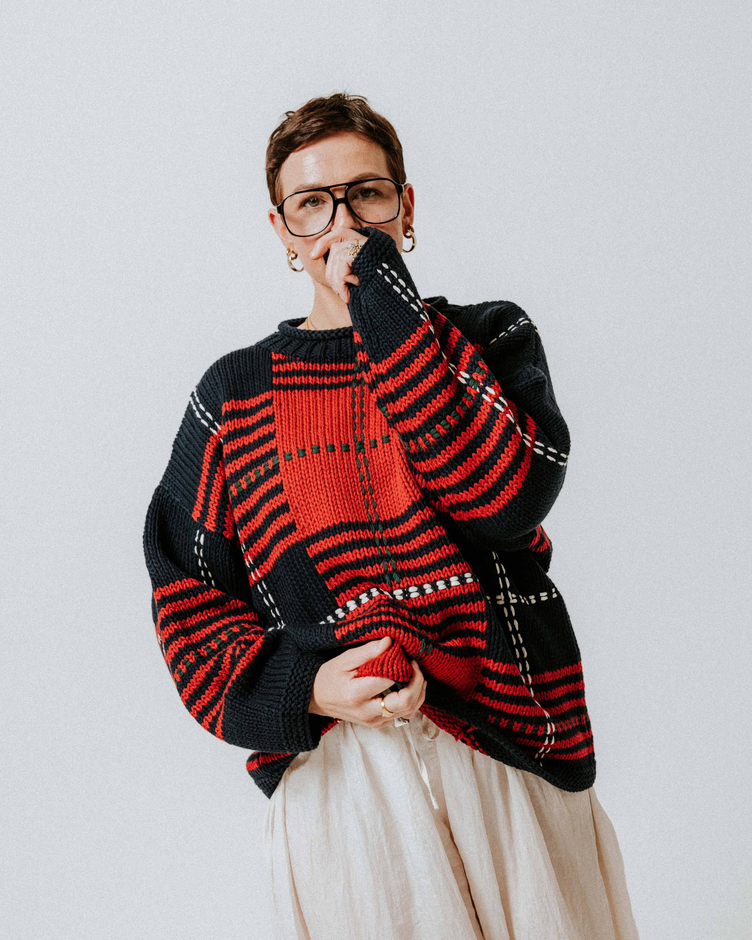 Oversized Plaid Handknit Jumper - Image 3