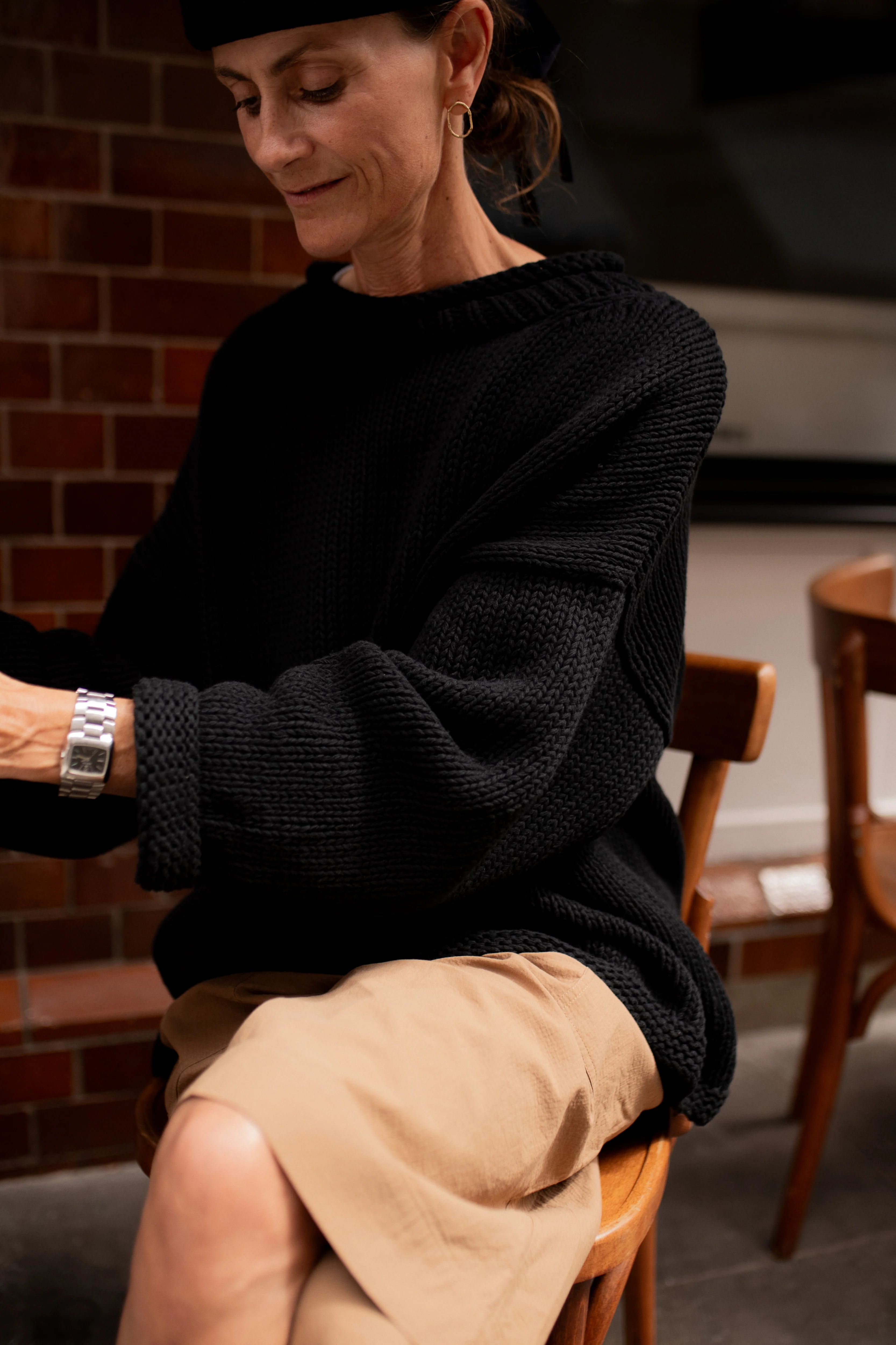 The Essential Handknit Jumper - Black - Image 4