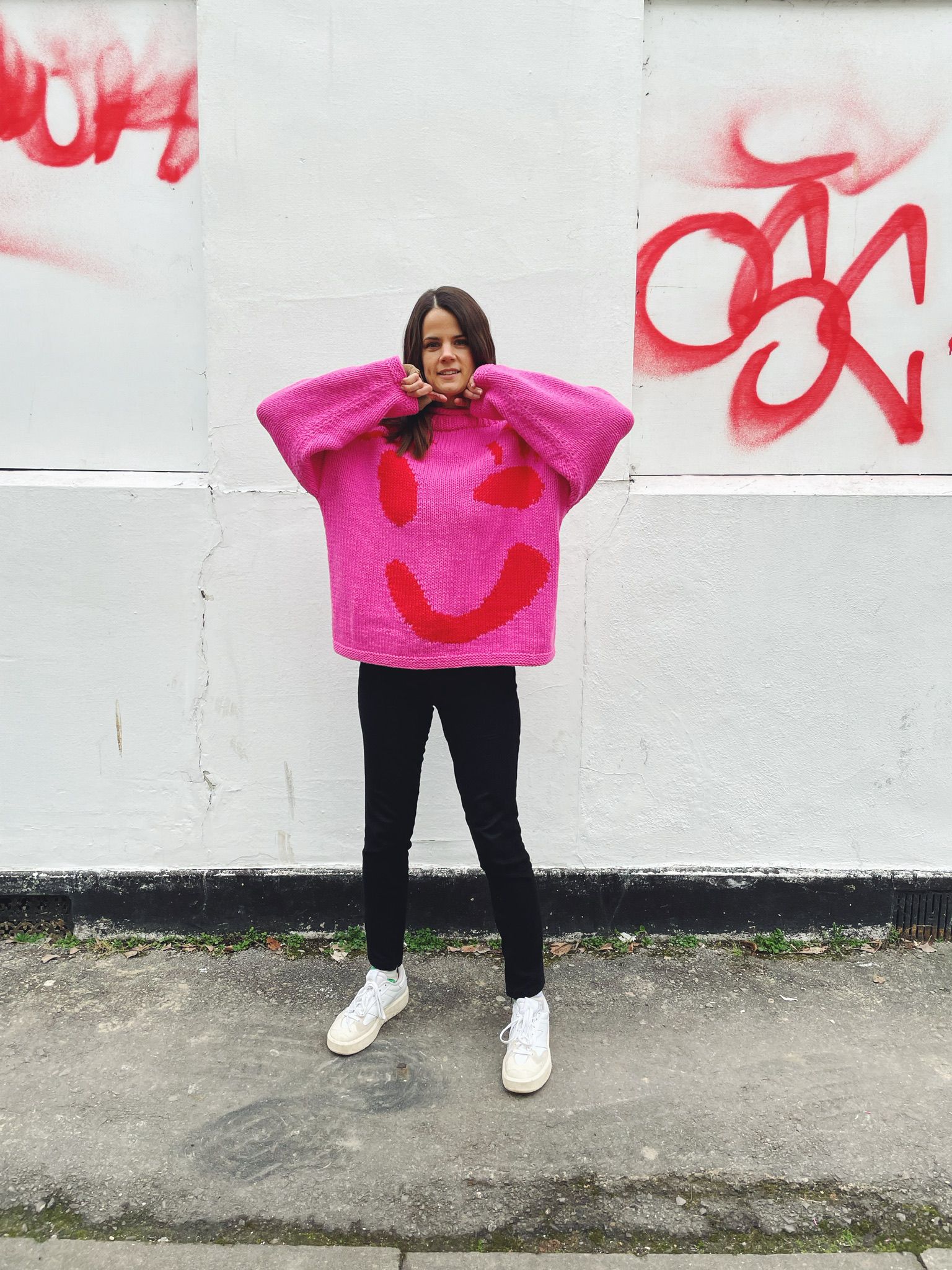 The FEEL GOOD Hand Knit Jumper - Pink & Red - Image 10