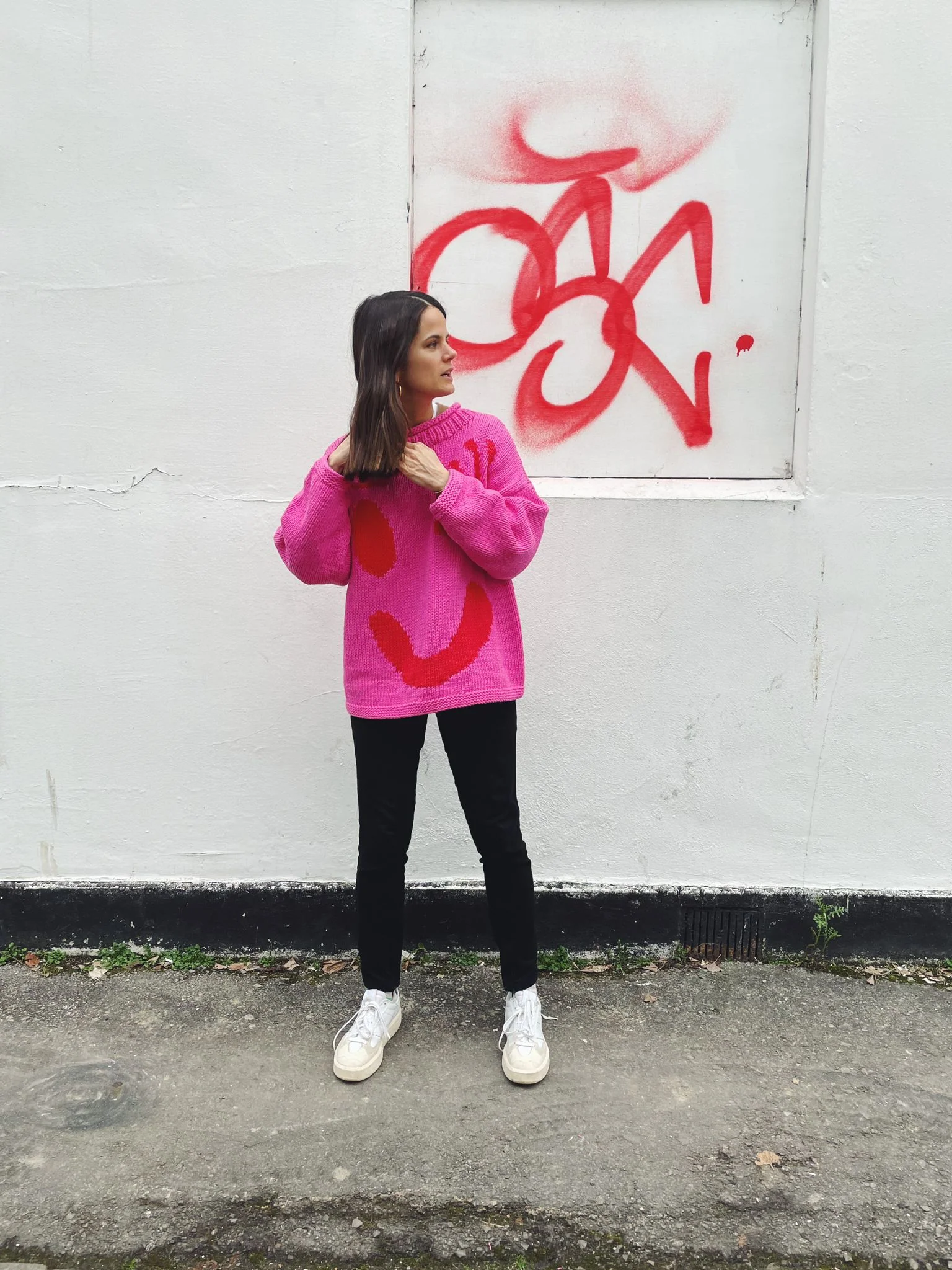 The FEEL GOOD Hand Knit Jumper - Pink & Red - Image 11