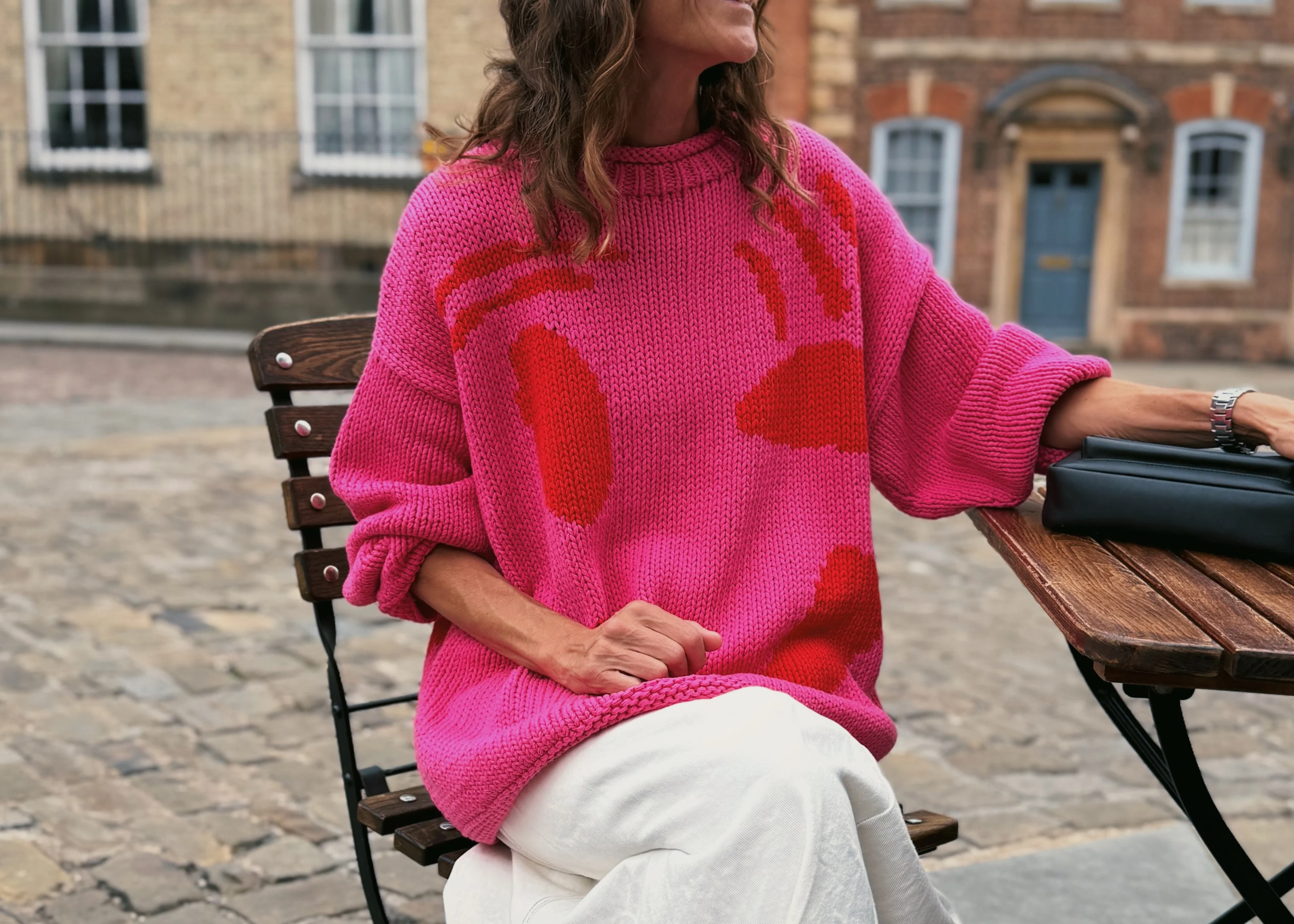 The FEEL GOOD Hand Knit Jumper - Pink & Red - Image 4