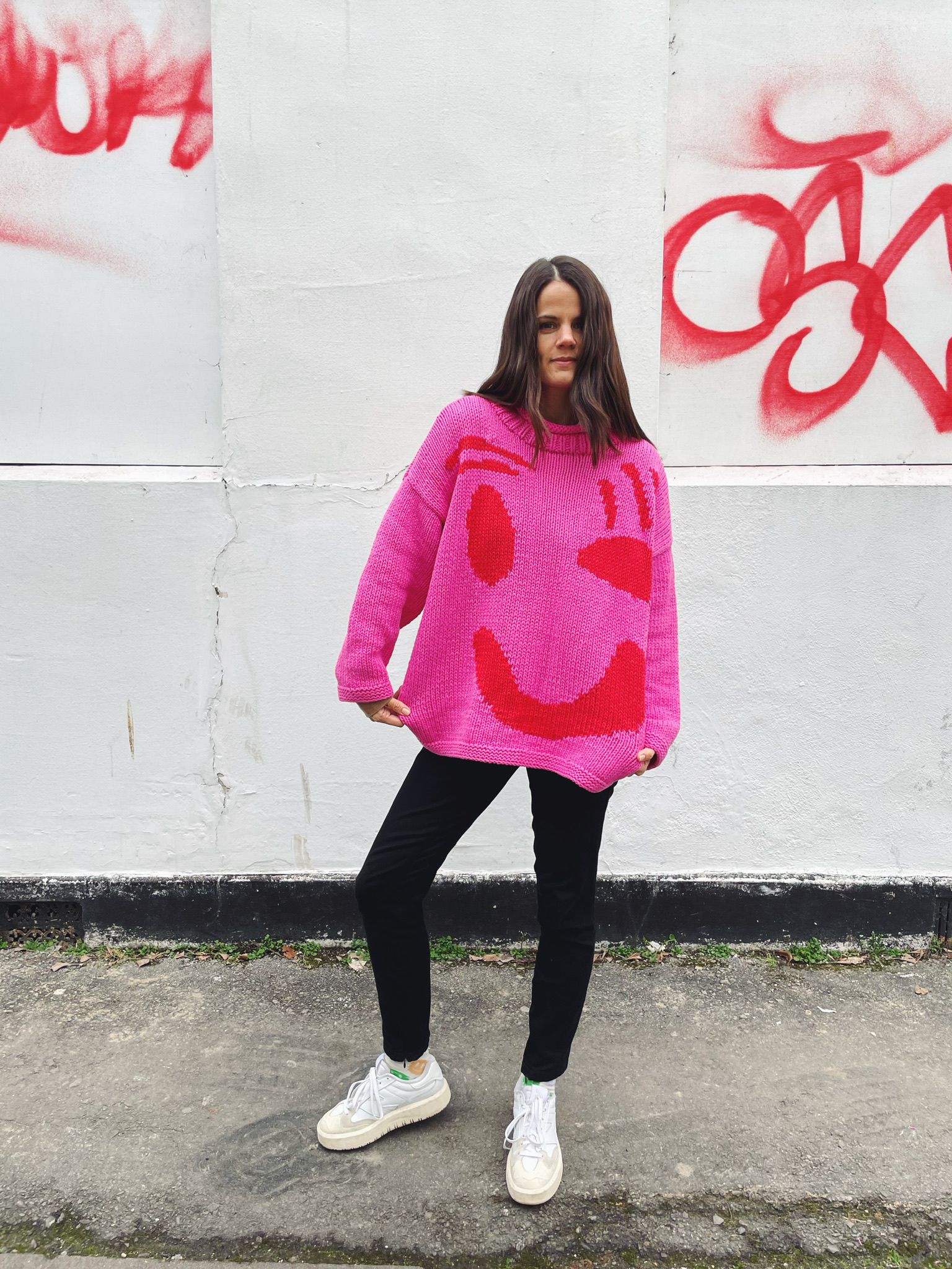 The FEEL GOOD Hand Knit Jumper - Pink & Red - Image 5