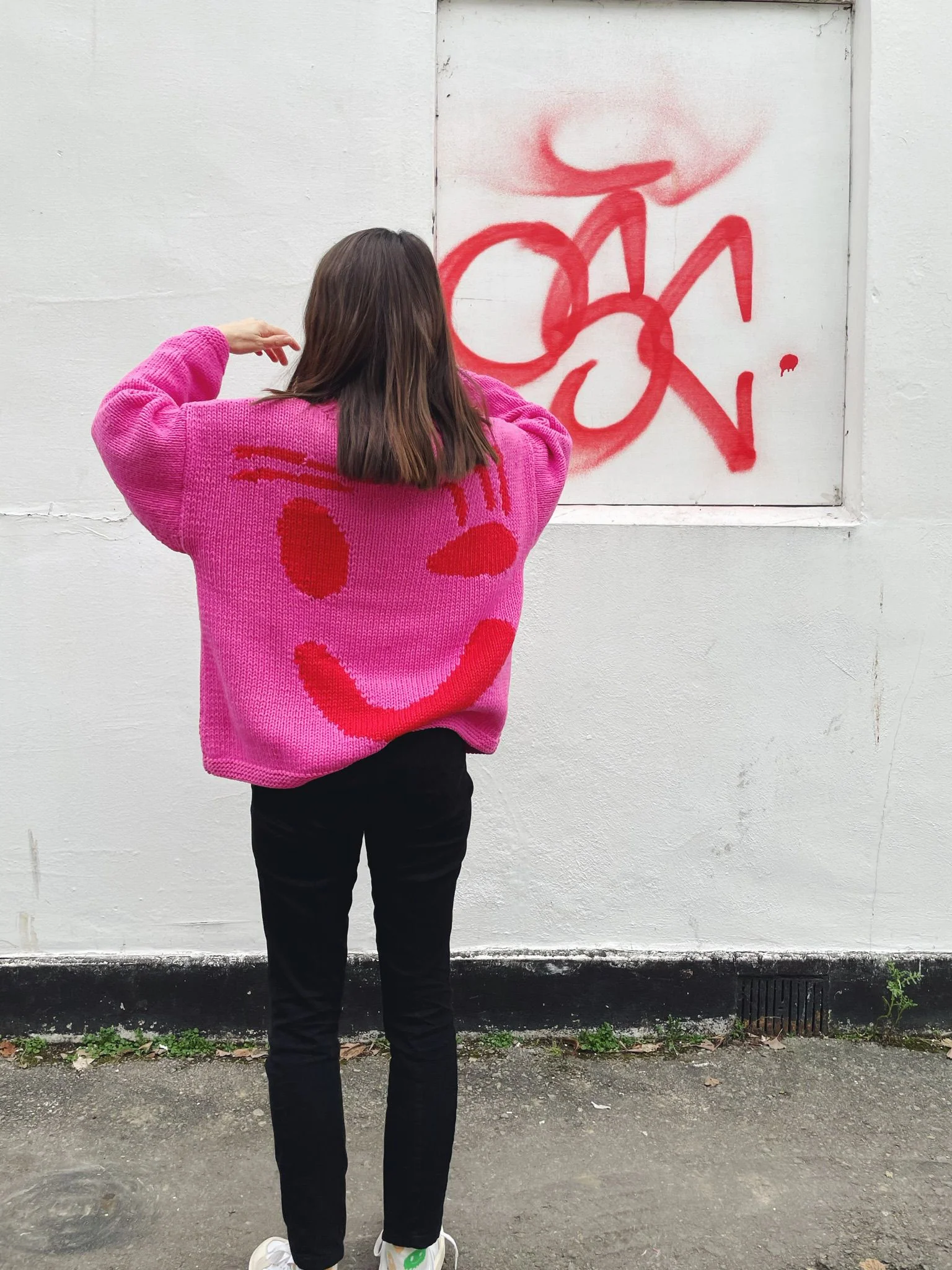 The FEEL GOOD Hand Knit Jumper - Pink & Red - Image 6