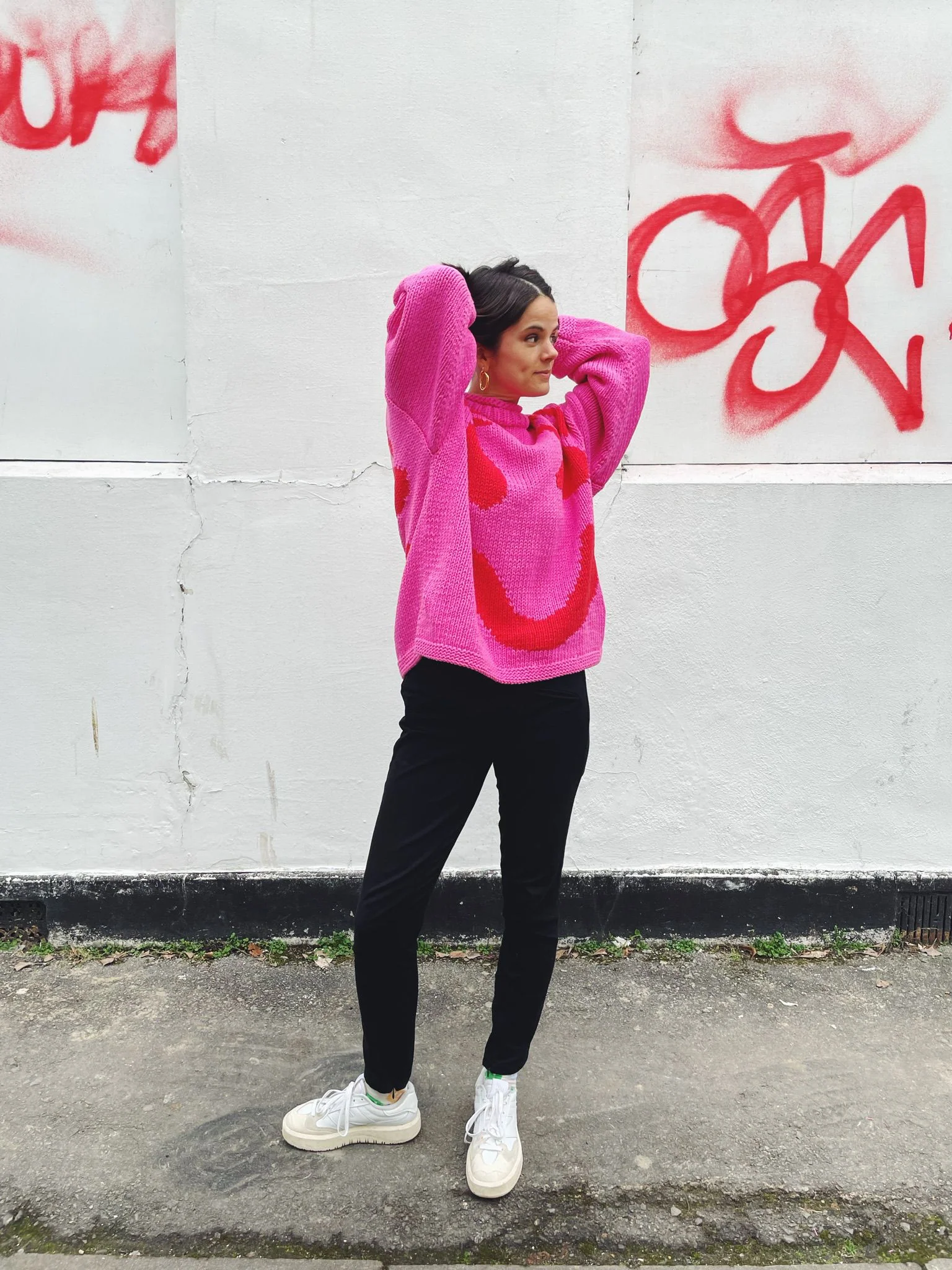 The FEEL GOOD Hand Knit Jumper - Pink & Red - Image 9