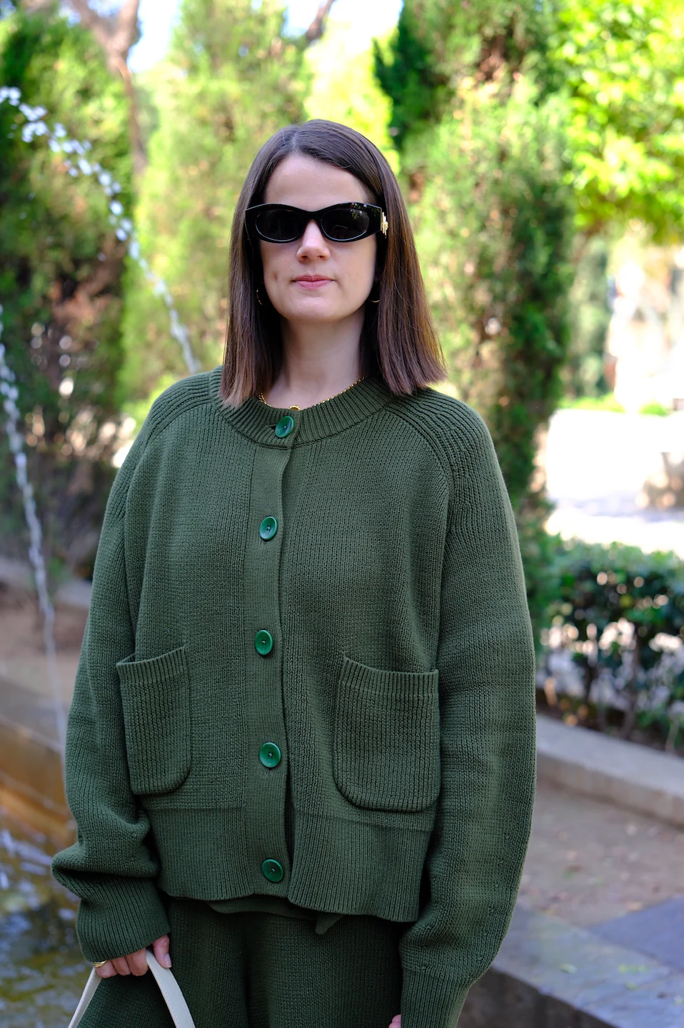 Boxy Crew Cardigan - Olive Green - Image 3