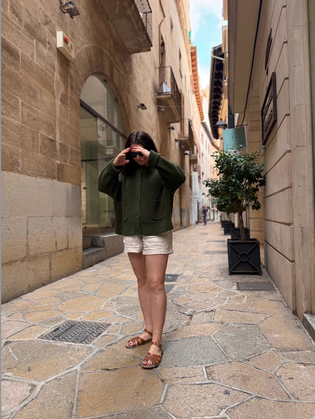 Boxy Crew Cardigan - Olive Green - Image 4