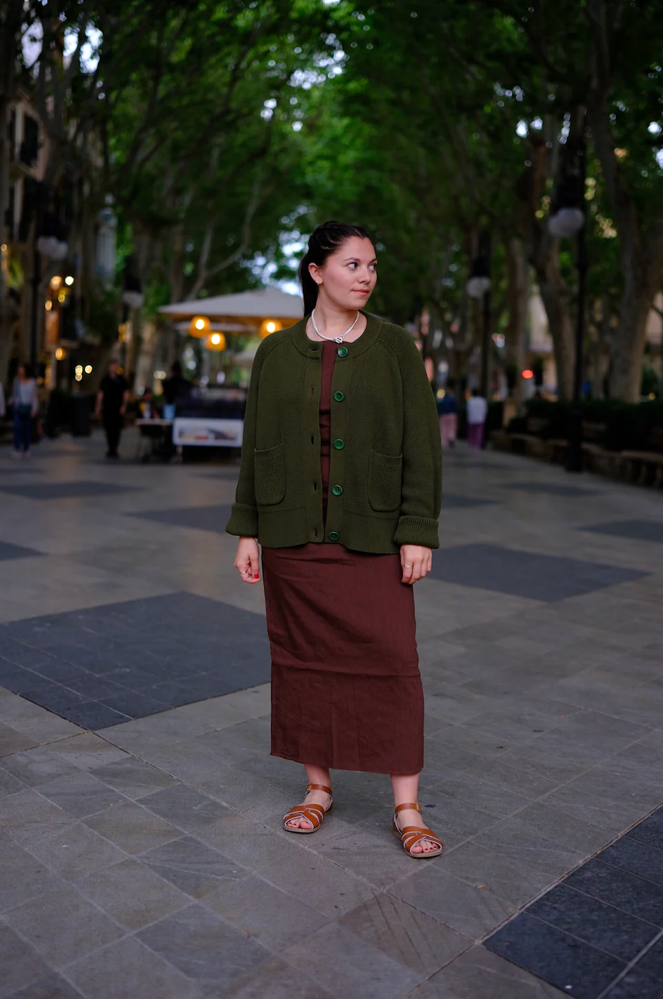 Boxy Crew Cardigan - Olive Green - Image 5
